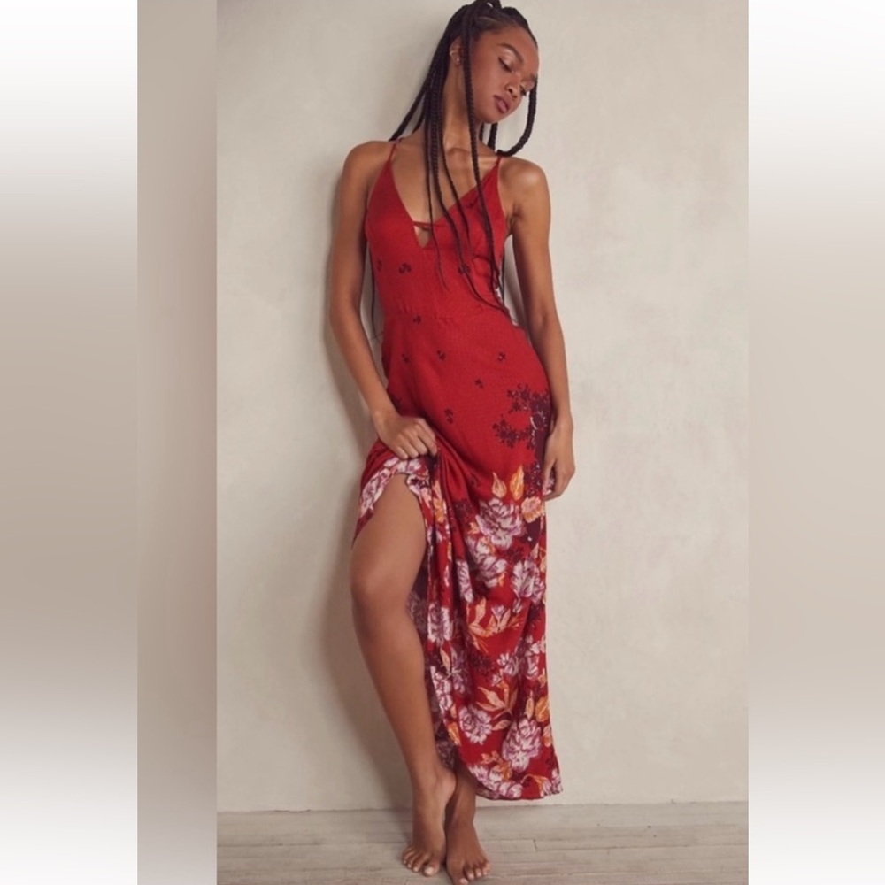 NWOT Free People size XL Get to you floral maxi dress in scarlet